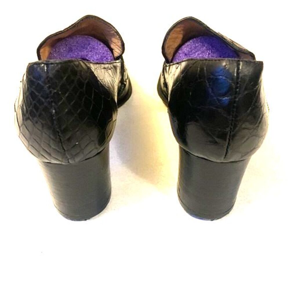Women's Black Alligator Pumps Made in Italy Old Money Luxury Vintage Mauri Luxe - Picture 5 of 15
